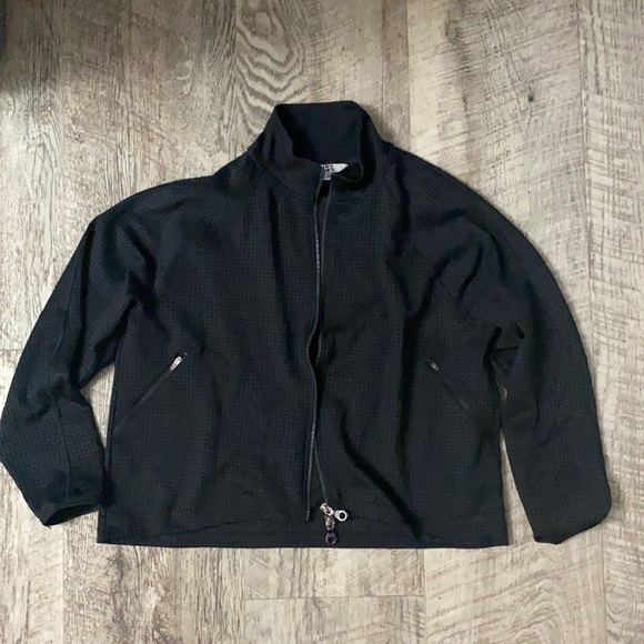 JOY LAB Black Perforated Lightweight Zip Jacket - Picture 2 of 4